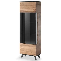 Vetrinetta 60x182h cm moderna industrial rovere nero Nandina